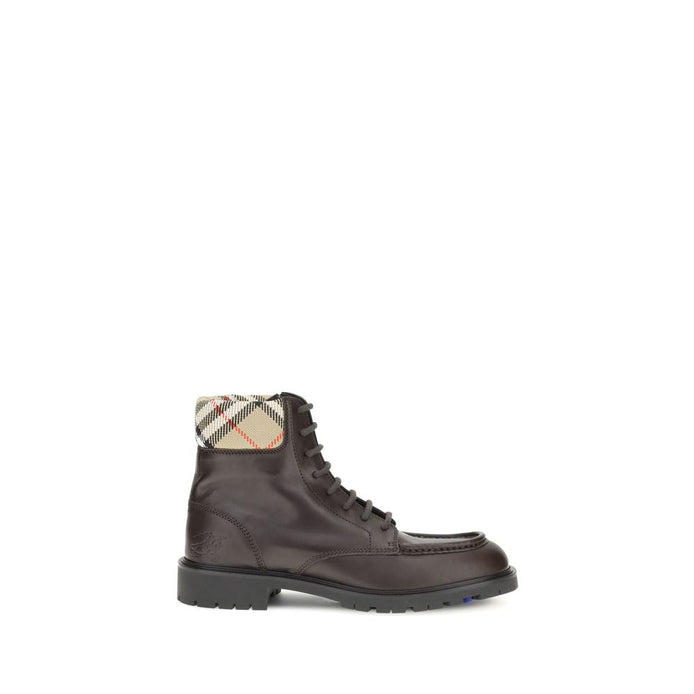 Burberry Brown Calf Leather Bos Taurus Lace-Up Boots Burberry