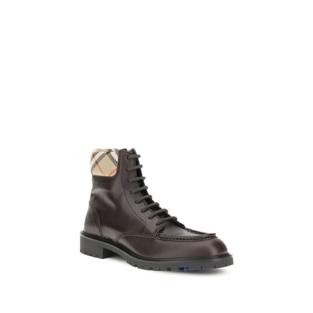 Burberry Brown Calf Leather Bos Taurus Lace-Up Boots Burberry