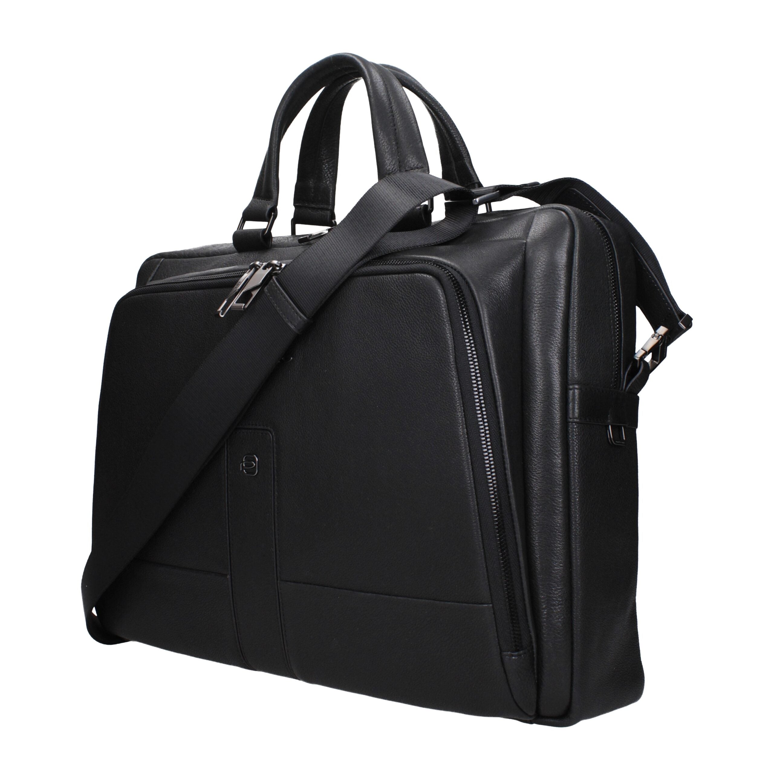 Piquadro Black Leather Business And Laptop Bag Piquadro