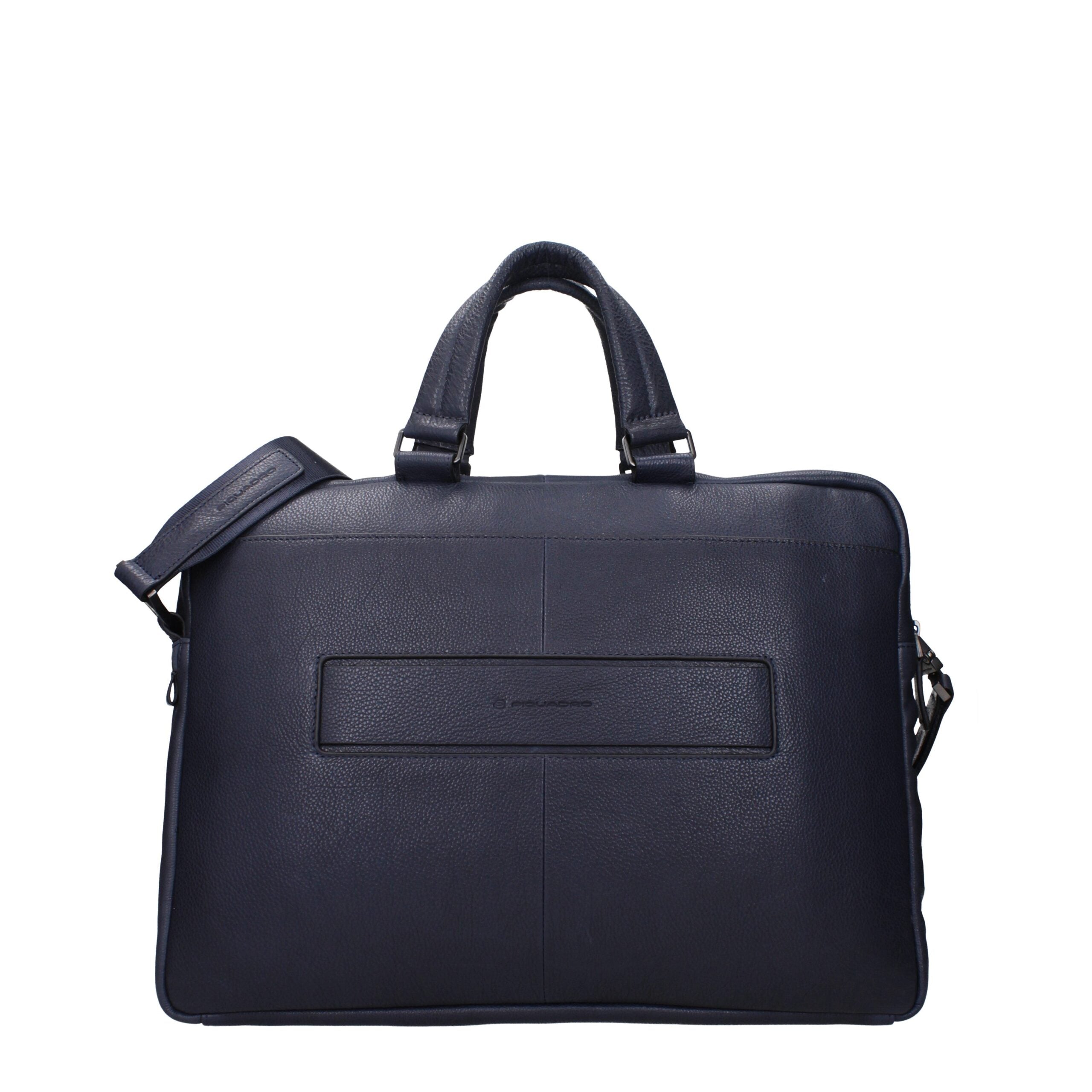 Piquadro Blue Leather Business And Laptop Bag Piquadro