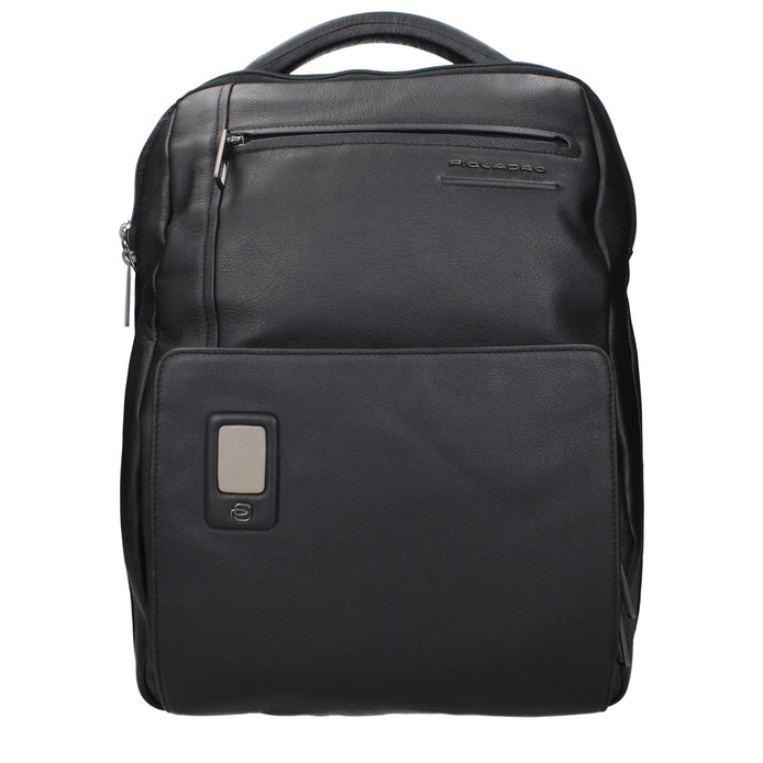 Piquadro Black Leather Backpack Piquadro