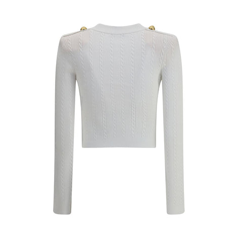 Balmain White Viscose Cardigan Balmain