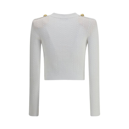 Balmain White Viscose Cardigan Balmain
