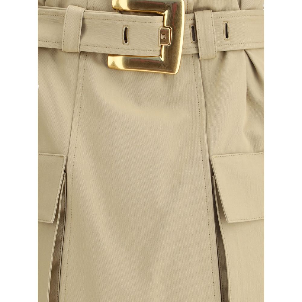 Balmain Beige Cotton Mini Skirt Balmain