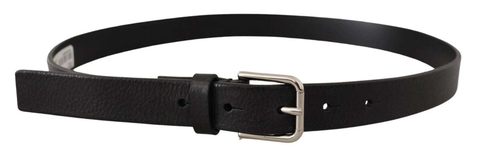 Dolce & Gabbana Calf Leather Silver Tone Black Metal Buckle Belt Dolce & Gabbana