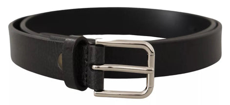 Dolce & Gabbana Calf Leather Silver Tone Black Metal Buckle Belt Dolce & Gabbana