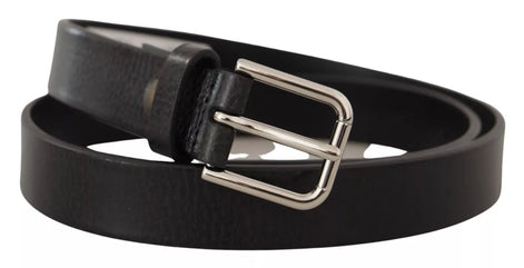 Dolce & Gabbana Calf Leather Silver Tone Black Metal Buckle Belt Dolce & Gabbana