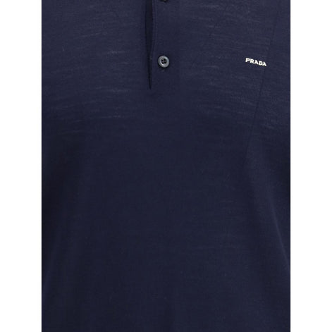 Prada Blue Fleece Wool Polo Shirt Prada