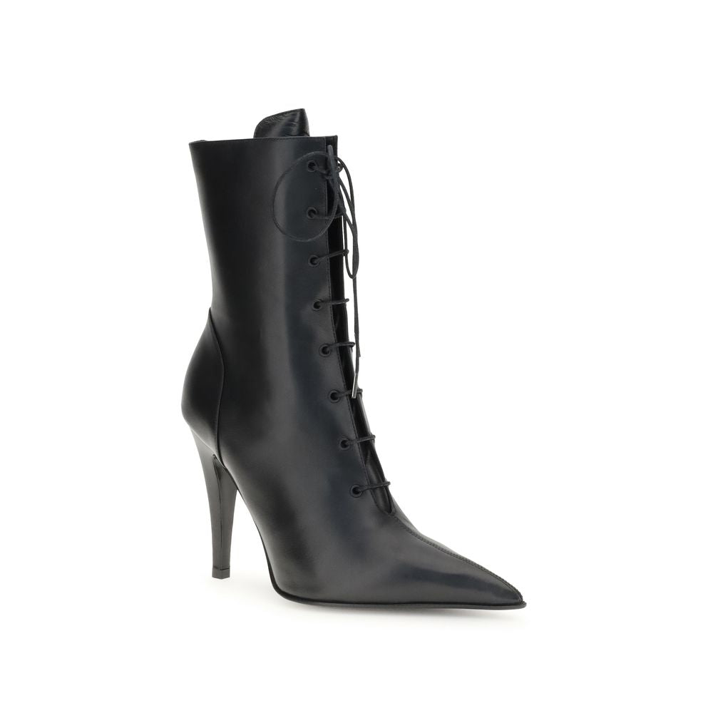 Alexander McQueen Black Calf Leather Bos Taurus Lace-Up Boots Alexander McQueen