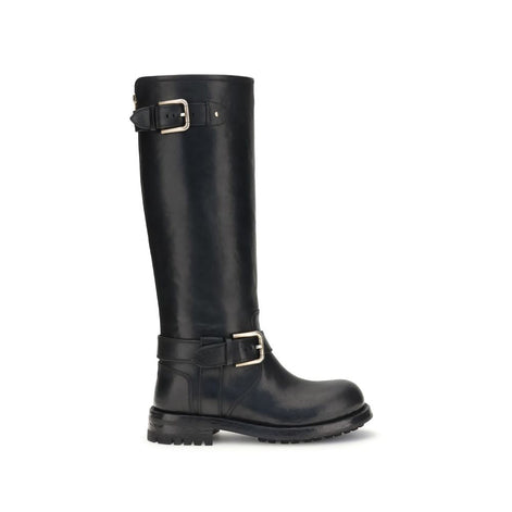 Dolce & Gabbana Black Calf Leather Bos Taurus Lace-Up Boots Dolce & Gabbana