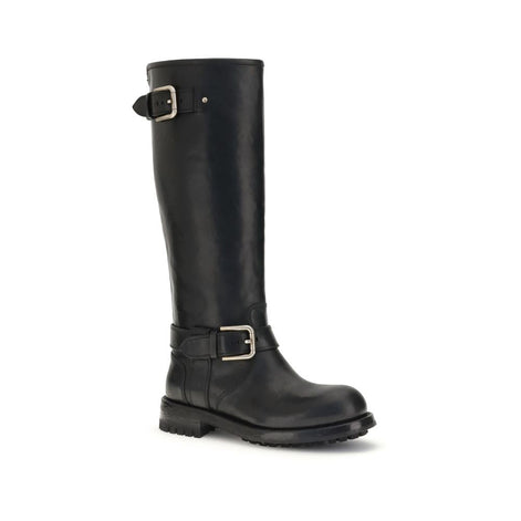Dolce & Gabbana Black Calf Leather Bos Taurus Lace-Up Boots Dolce & Gabbana
