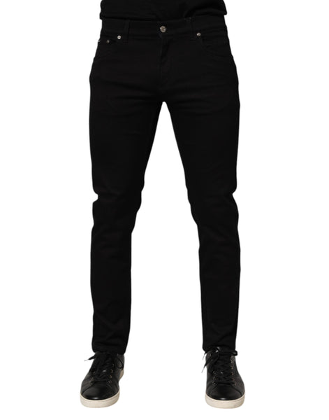 Dolce & Gabbana Black Cotton Blend Skinny Men Trouser Pants Dolce & Gabbana