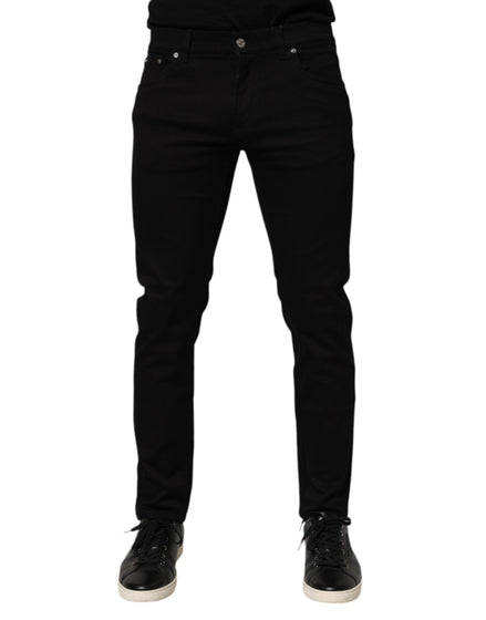Dolce & Gabbana Black Cotton Blend Skinny Men Trouser Pants Dolce & Gabbana