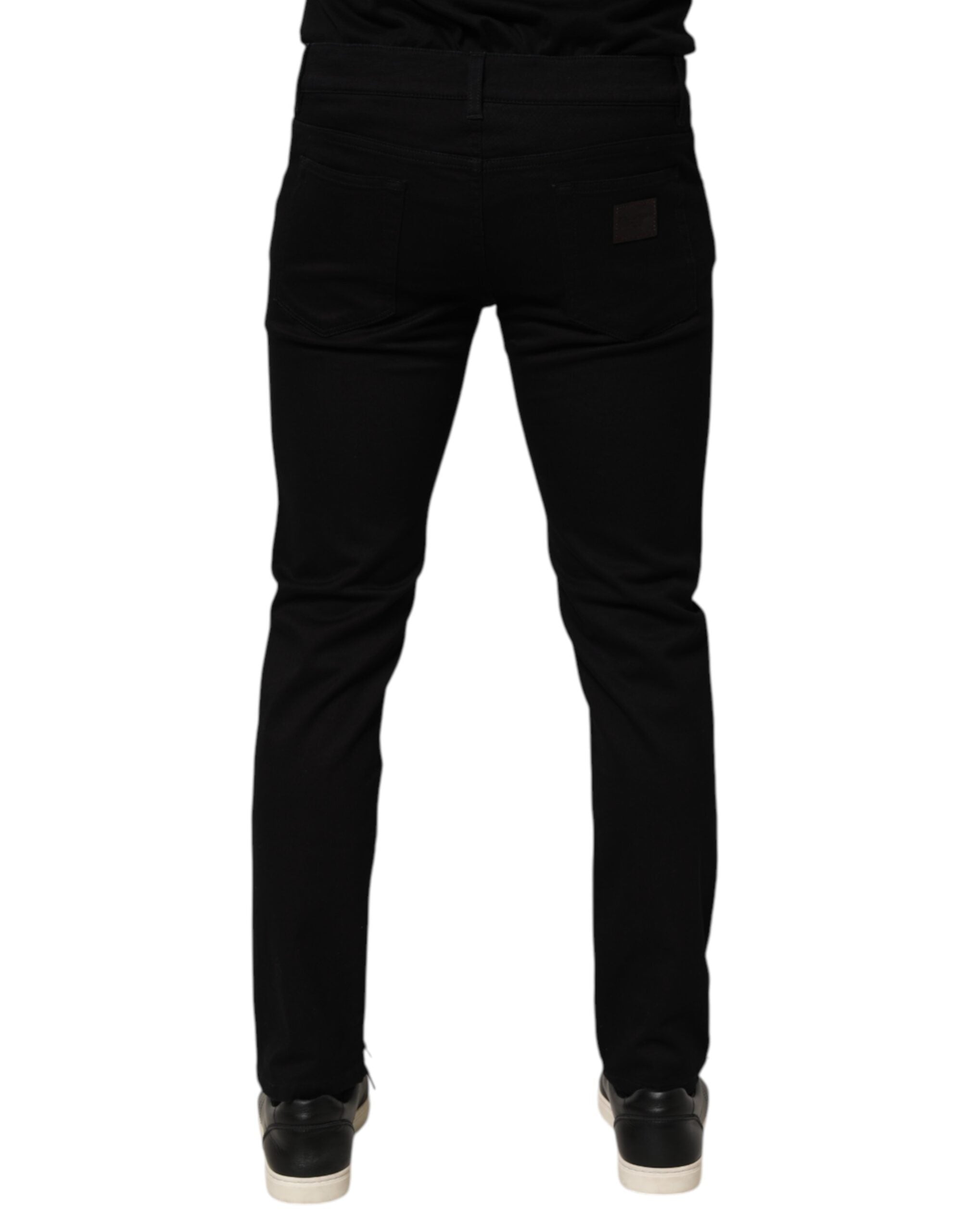 Dolce & Gabbana Black Cotton Blend Skinny Men Trouser Pants Dolce & Gabbana