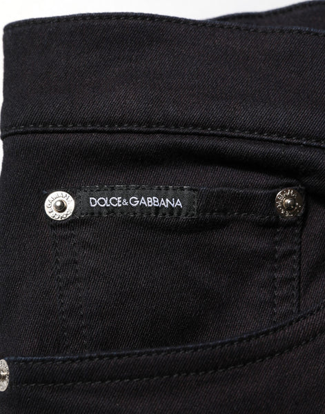 Dolce & Gabbana Black Cotton Blend Skinny Men Trouser Pants Dolce & Gabbana