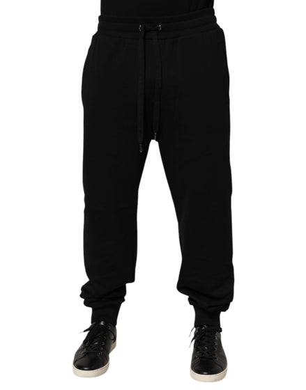 Dolce & Gabbana Black Cotton Drawstring Logo Sweatpants Pants Dolce & Gabbana