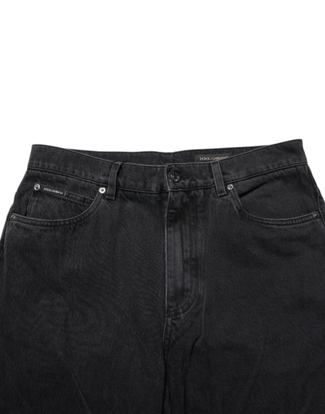 Dolce & Gabbana Black Cotton Logo Men Mid Waist Denim Jeans Dolce & Gabbana