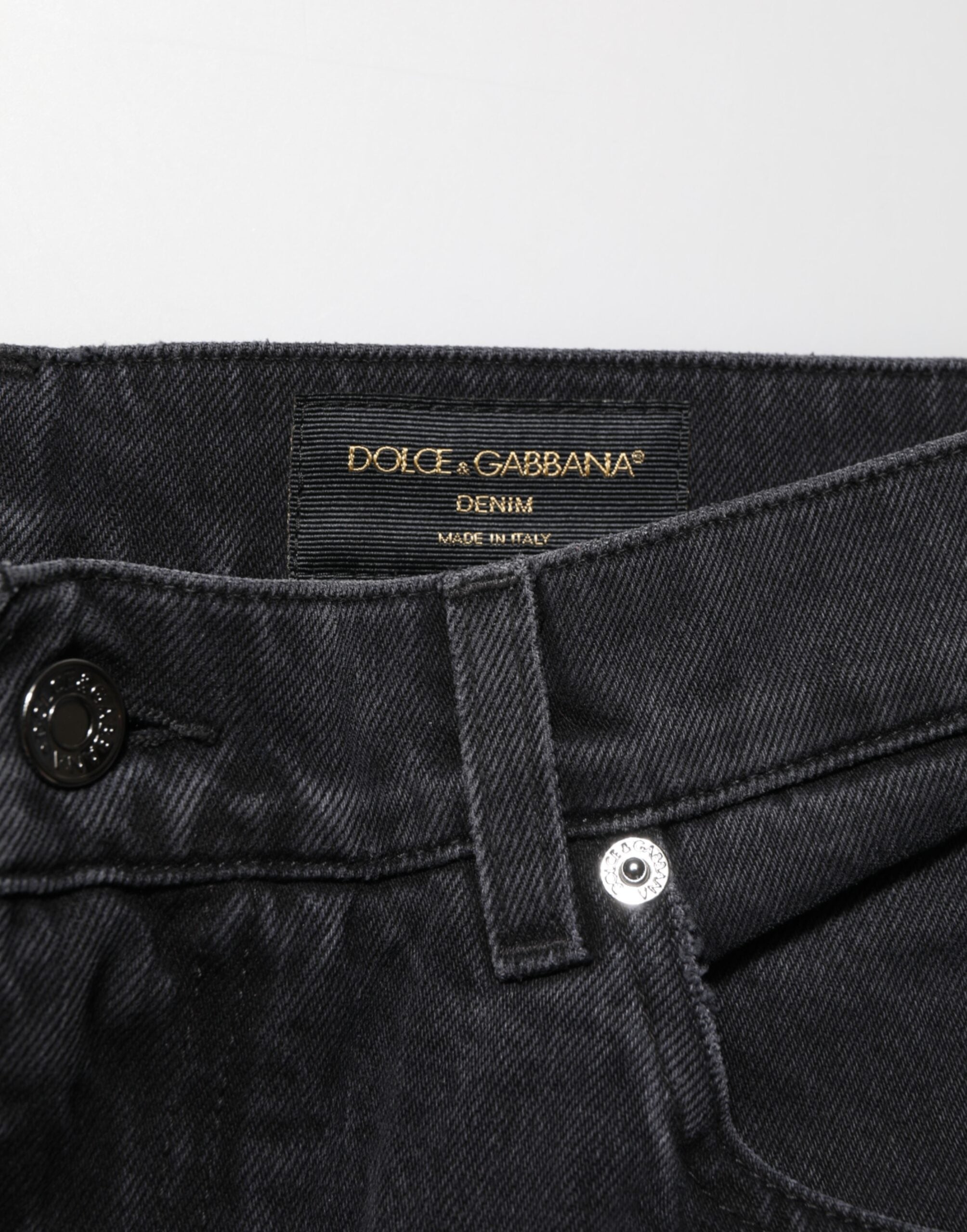 Dolce & Gabbana Black Cotton Logo Men Mid Waist Denim Jeans Dolce & Gabbana