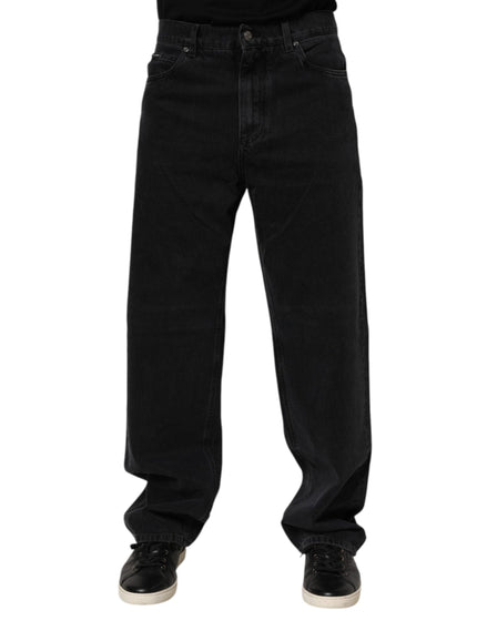 Dolce & Gabbana Black Cotton Logo Men Mid Waist Denim Jeans Dolce & Gabbana