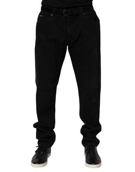 Dolce & Gabbana Black Cotton Regular Denim Men Trouser Jeans Dolce & Gabbana