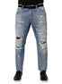 Dolce & Gabbana Blue Distressed Ripped Denim Trouser Jeans Dolce & Gabbana
