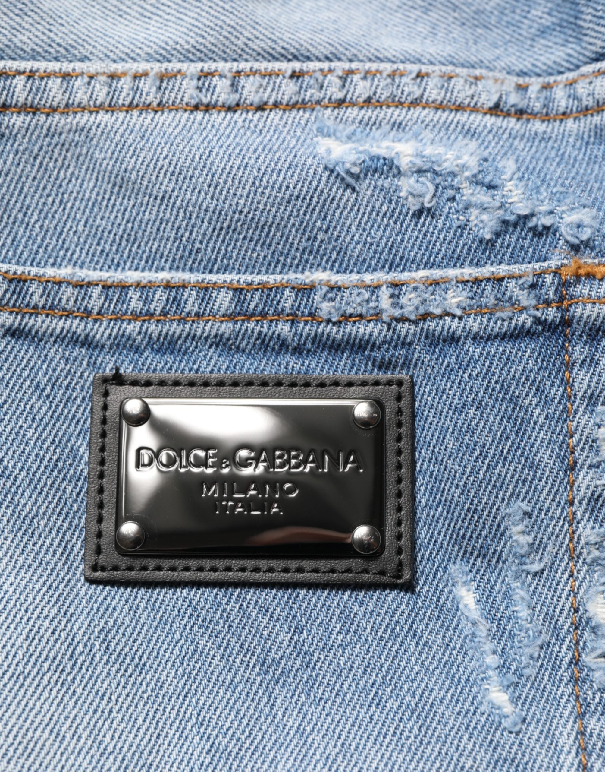 Dolce & Gabbana Blue Distressed Ripped Denim Trouser Jeans Dolce & Gabbana