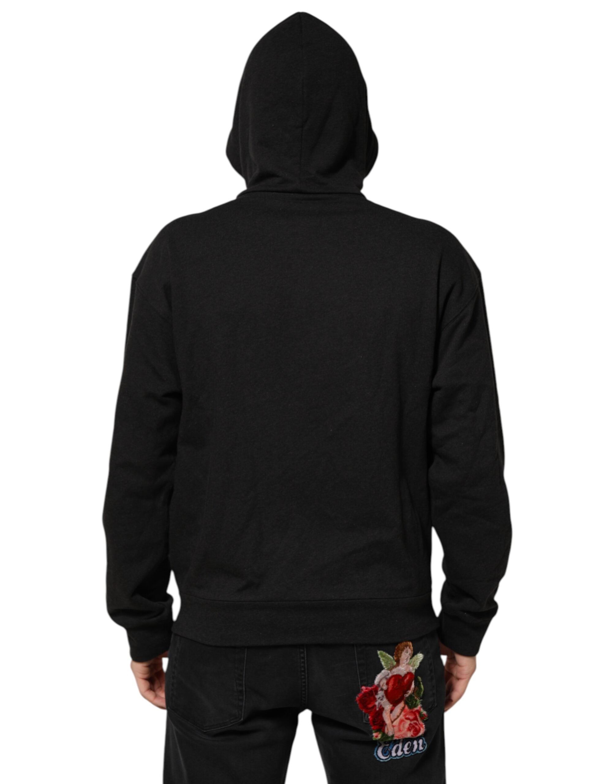 Dolce & Gabbana Black Logo FullZip Hooded Sweatshirt Sweater Dolce & Gabbana