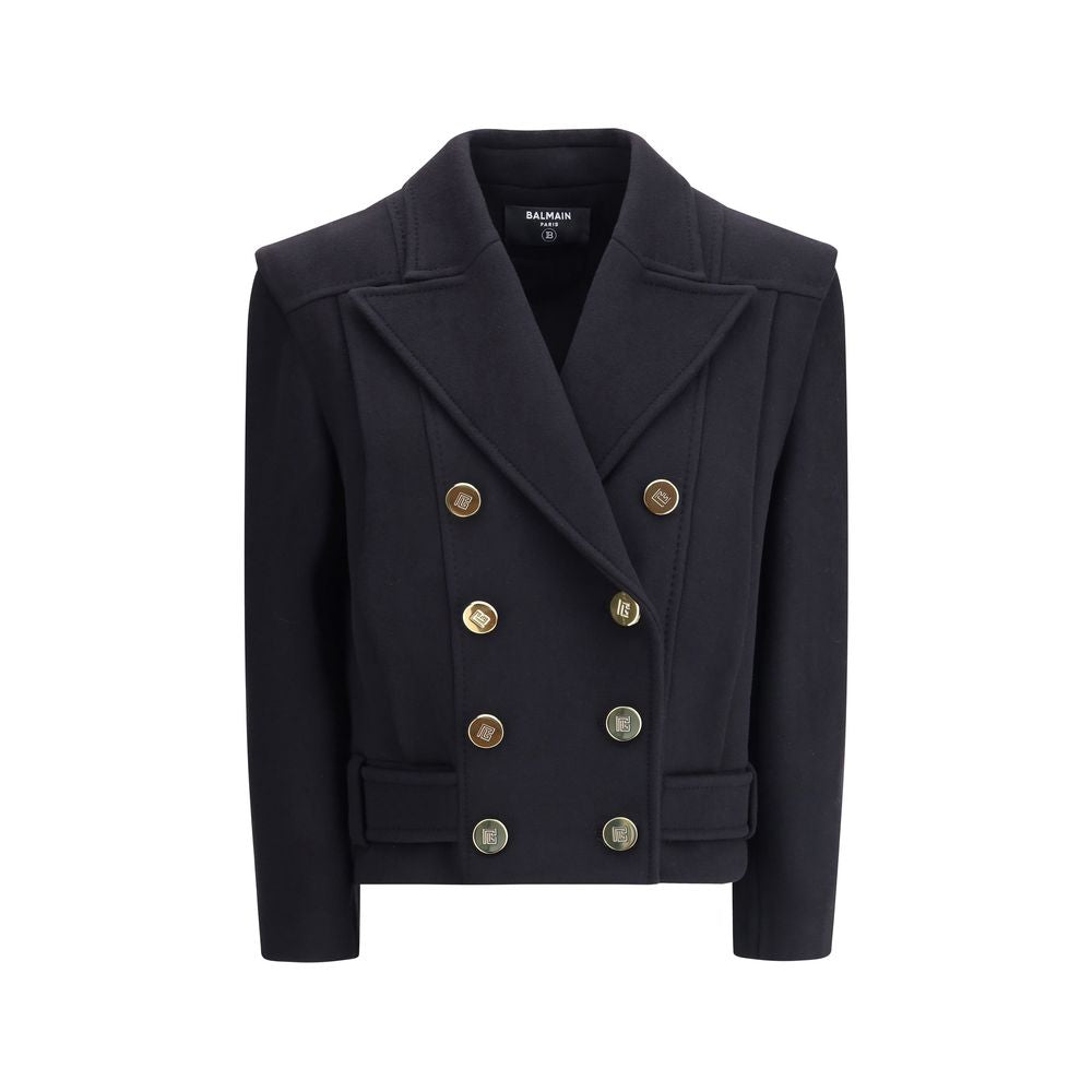 Balmain Black Wool Coat Balmain