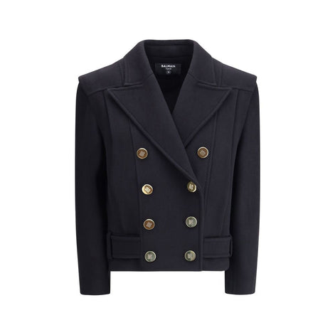 Balmain Black Wool Coat Balmain