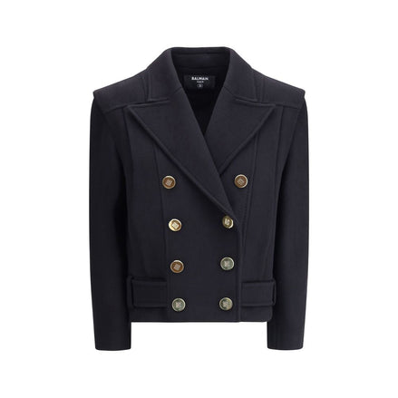 Balmain Black Wool Coat Balmain