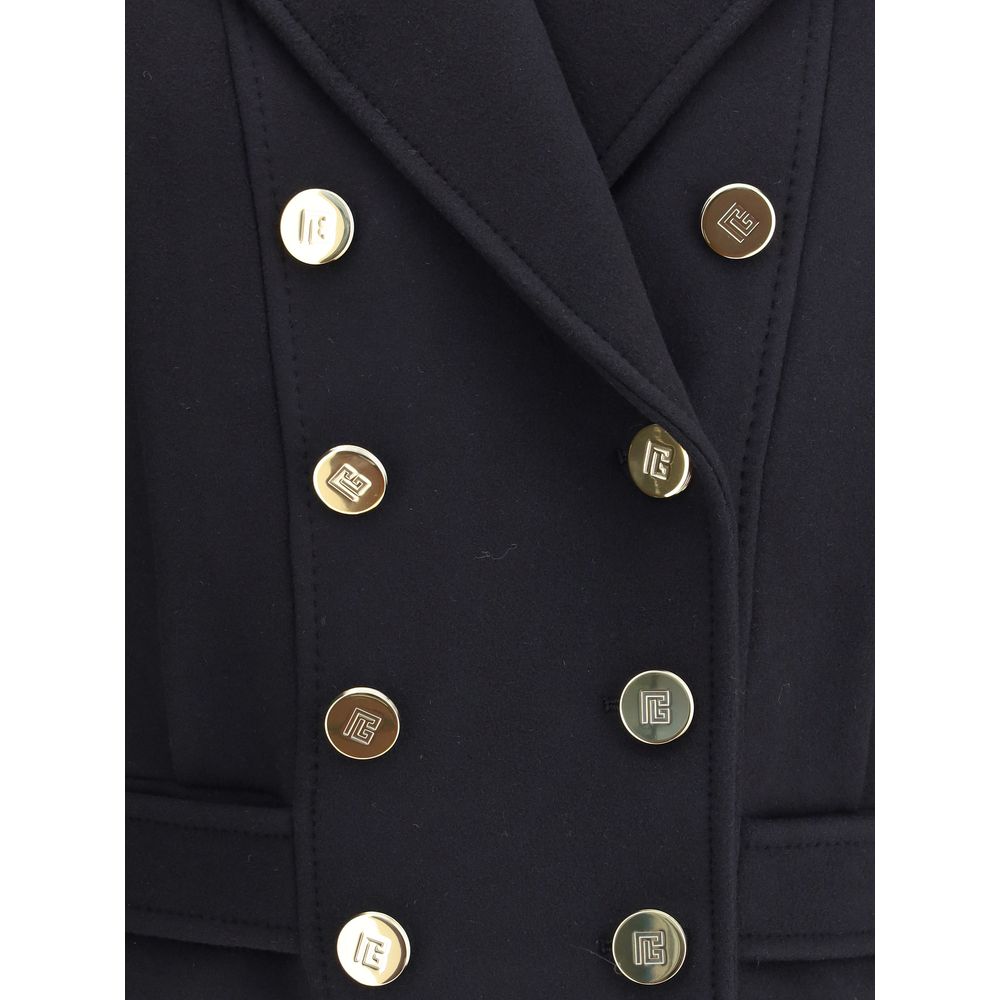 Balmain Black Wool Coat Balmain