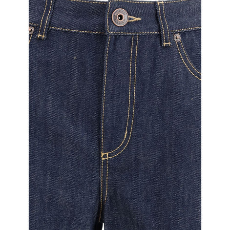 Alexander McQueen Blue Cotton Straight-Leg Jeans Alexander McQueen