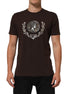 Dolce & Gabbana Brown Coin Laurel Print Men Crew Neck T-shirt Dolce & Gabbana