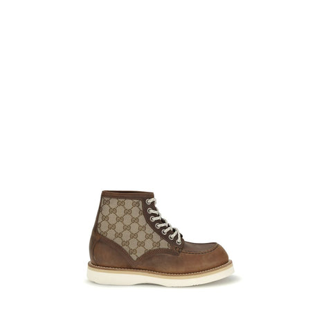 Gucci Brown Leather Lace-Up Boots Gucci