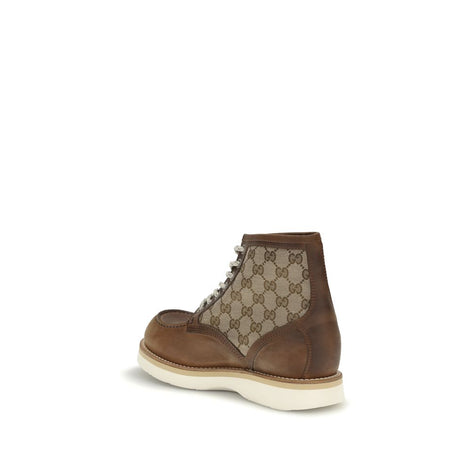 Gucci Brown Leather Lace-Up Boots Gucci