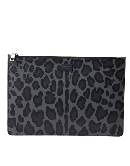 Dolce & Gabbana Multicolor Leopard Jacquard Logo Plaque Document Briefcase Bag Dolce & Gabbana