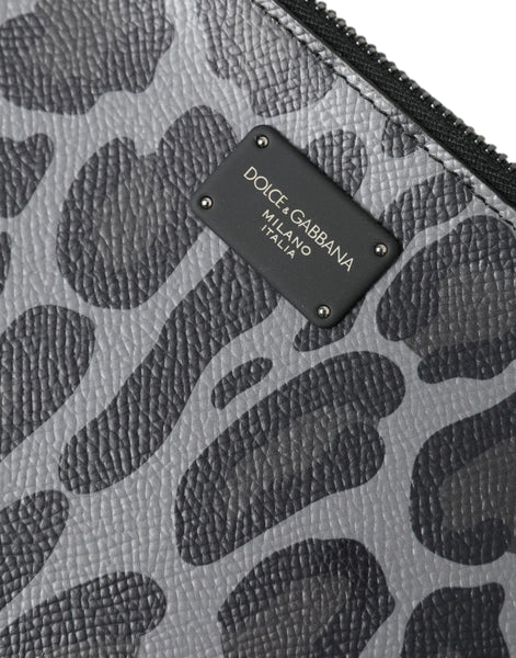 Dolce & Gabbana Multicolor Leopard Jacquard Logo Plaque Document Briefcase Bag Dolce & Gabbana