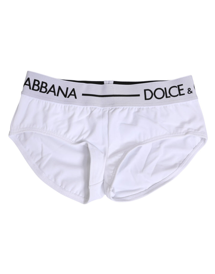 Dolce & Gabbana White Nylon Logo Waistband Shorts Underwear Dolce & Gabbana