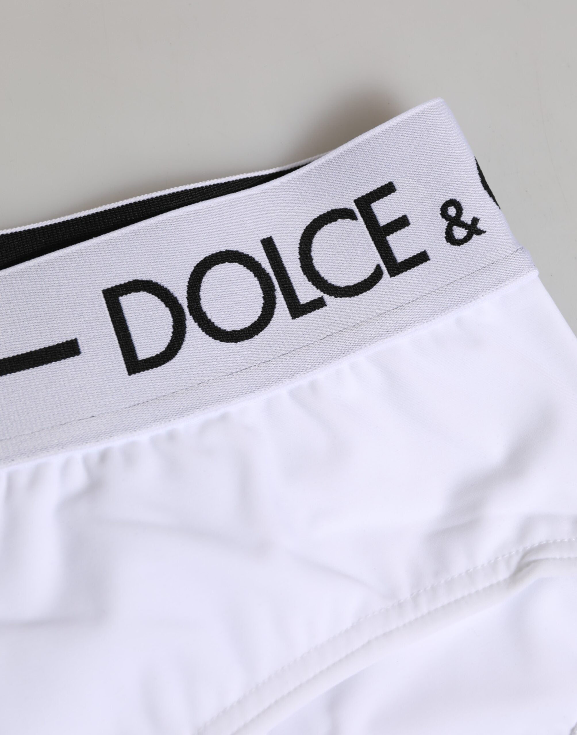 Dolce & Gabbana White Nylon Logo Waistband Shorts Underwear Dolce & Gabbana