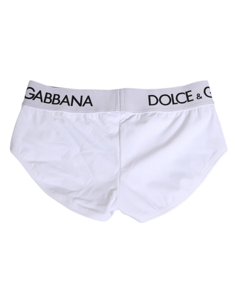 Dolce & Gabbana White Nylon Logo Waistband Shorts Underwear Dolce & Gabbana