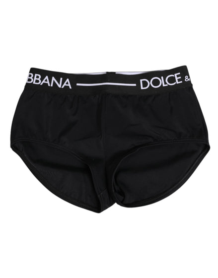 Dolce & Gabbana Black Nylon Logo Waistband Shorts Underwear Dolce & Gabbana