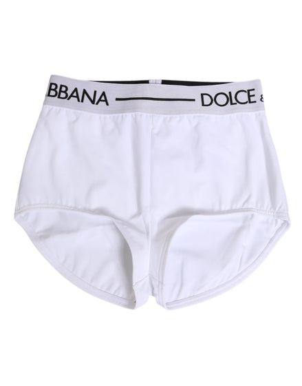 Dolce & Gabbana White Nylon Logo Waistband Shorts Underwear Dolce & Gabbana
