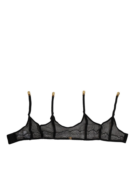 Dolce & Gabbana Black Floral Lace Nylon Strap Garter Underwear Dolce & Gabbana