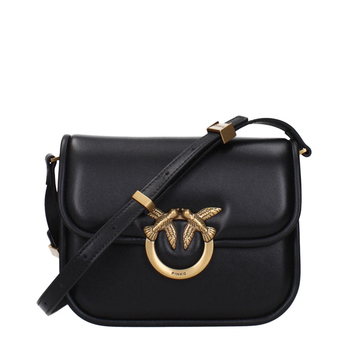 PINKO Black Leather Crossbody Bag PINKO