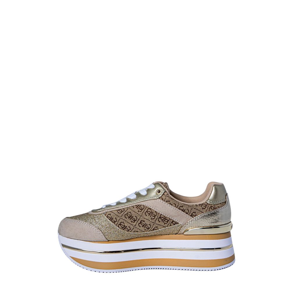 Guess Beige Polyester Platform Sneakers Guess