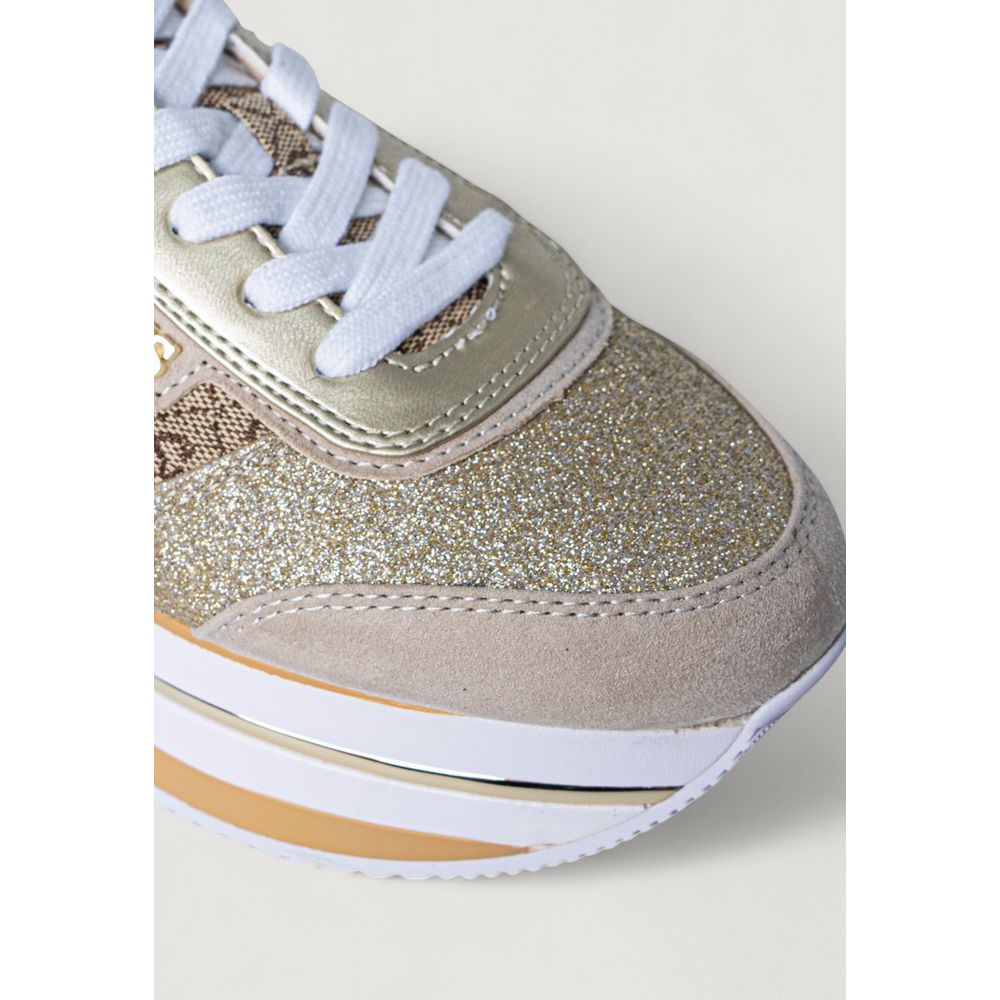 Guess Beige Polyester Platform Sneakers Guess