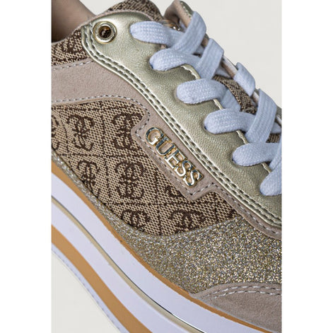 Guess Beige Polyester Platform Sneakers Guess