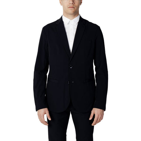Armani Exchange Blue Cotton Blazer Armani Exchange
