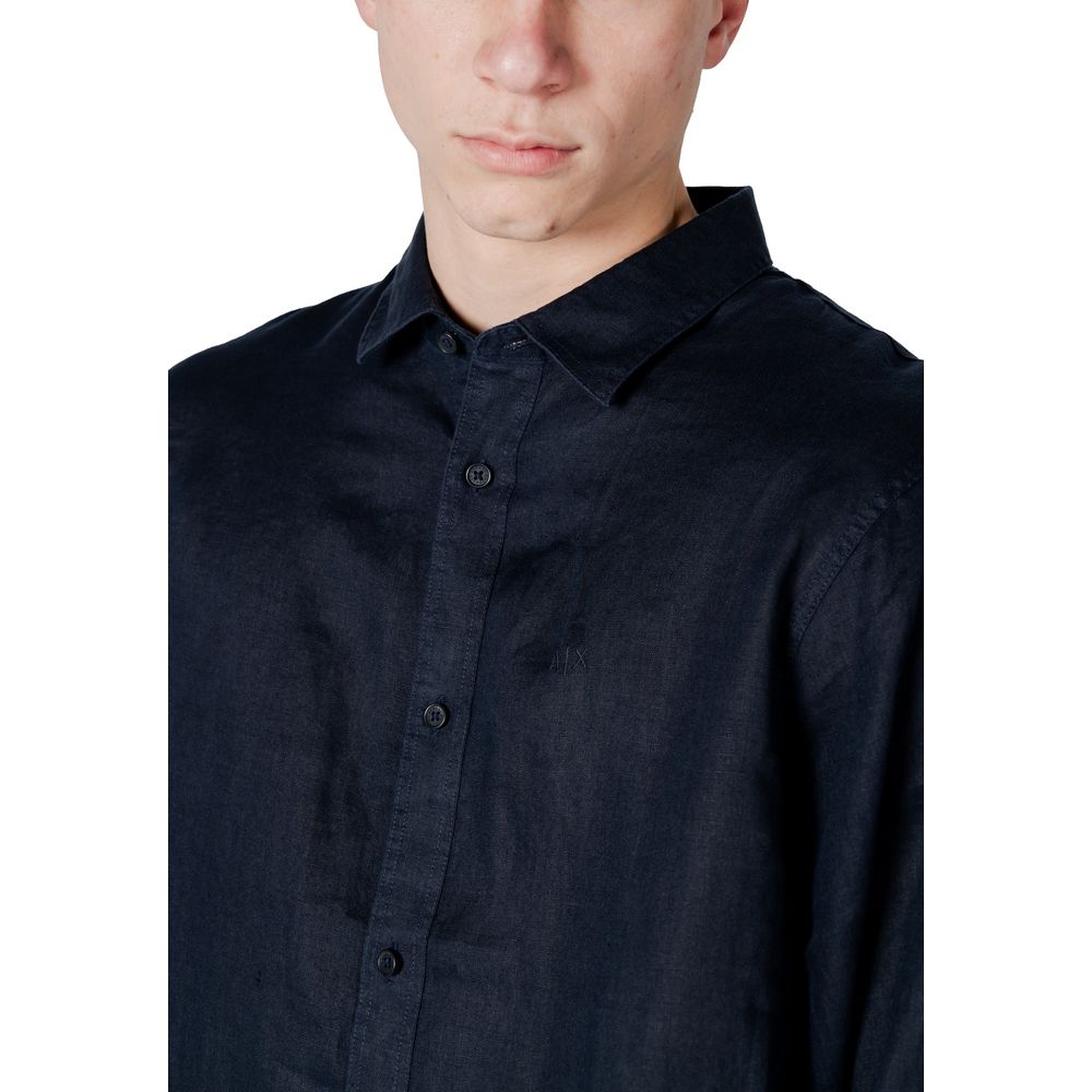 Armani Exchange Blue Linen Dress Shirt Armani Exchange