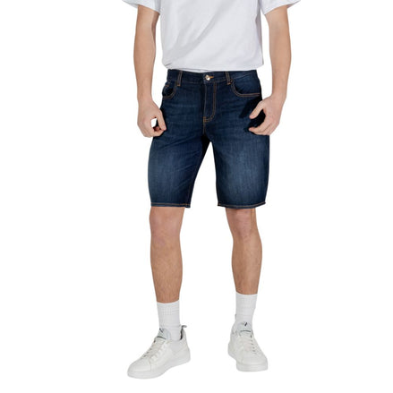 Armani Exchange Blue Cotton Bermuda Shorts Armani Exchange